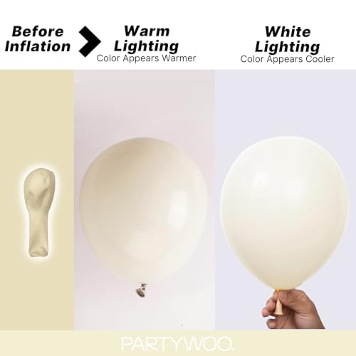 Image of PartyWoo Beige Balloons 140pcs Different Sizes of 18 12 10 5 Inch Cream Ivory Balloon Arch Kit Garland for Wedding Bridal Graduation Baby Shower Easter Birthday Tea Boho Party Decorations White-Q08
