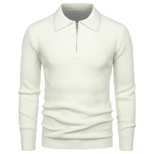 Bciopll Men Half Zipper Turn Down Collar Sweater Slim Fit Solid Knitted Pullover2