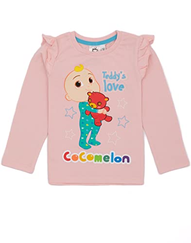 CoComelon Girls Pink Long Sleeve Pajamas | Character Lounge Pants and PJ T-Shirt Set | Teddy Love | Kids Loungewear Nightwear2