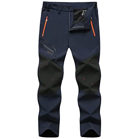 Luhan Men's Waterproof Walking Trousers Outdoor Softshell Hiking Pants with Zip Pockets(Size:6XL,Color:Blue) Cover