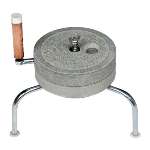Molinillo manual de grano de piedra con soporte de acero inoxidable, molinillo de manivela profesional para moler en seco y húmedo, pulverizador de alimentos ajustable para granos de café, cereales