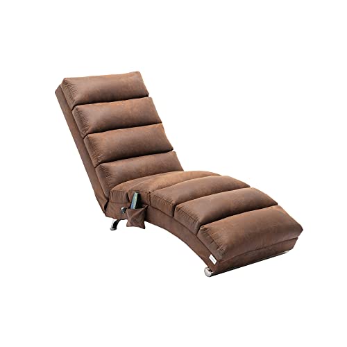 Luccalily Linen Chaise Lounge Indoor Accent Chair with Electric Massage Function,Modern Recliner...