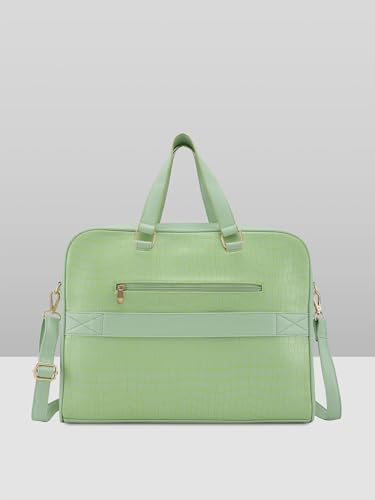 Image of Caprese Mist Laptop Bag, Large | Stylish Office Handbag for Women with 15.6 Inch Laptop Compartment with Adjustable & Detachable Sling Strap | Secure Zip Closure | Ideal for Office & Travel (Green)