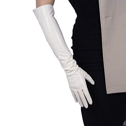 Preisvergleich Produktbild DooWay Latex-Handschuhe, Kunstleder, super lang, Ellenbogenlänge, Handgelenk, kurz, für Damen, Opernabend, Party, Beige - Beige - 50 cm
