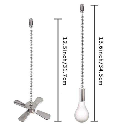 Image of Ceiling Fan Pull Chain Ornaments Extension Chains with Decorative Light Bulb and Cord 13.6 Inches Fan Pull Chain Set For Ceiling Light Lamp Chain (Nickel)