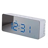 Tipo: Ala NFHNBABD Despertador Espejo Led Reloj Despertador Luz Nocturna Termómetro Reloj De Pared Luz Cuadrado Rectangular Multifunción Reloj De Escritorio