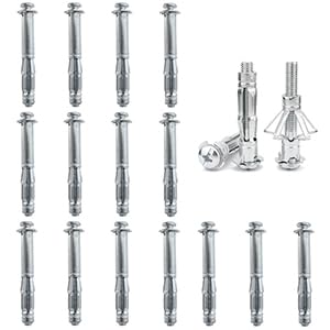 DAIRYCOF Pack of 15 Cavity Dowels Metal Galvanised Hollow Wall Dowels M8 x 80 mm Expansion Nuts Cavity Dowels Thin Fixings for Fixings in Plasterboard