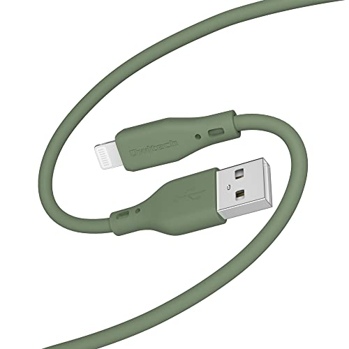 オウルテック ライトニングケーブル やわらかい ソフトシリコン採用 ケーブルバンド付き 絡まない 高耐久 充電/データ転送 MFI認証 iPhone/iPad対応 2.0m オリーブグリーン OWL-CBSAL20-OG