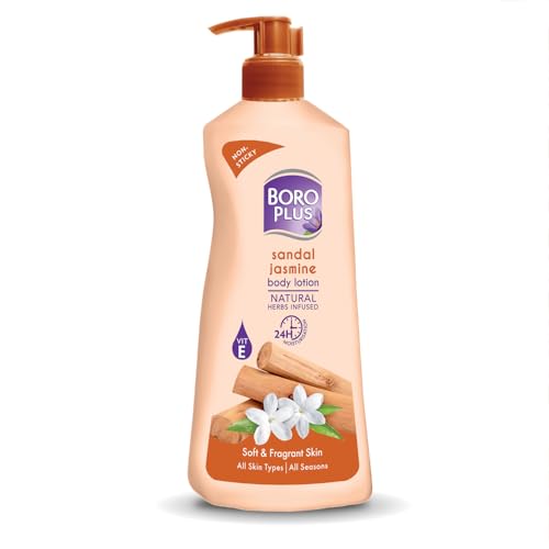 Image of BoroPlus Sandal & Jasmine Body Lotion | Natural Herbs Infused | 24 hrs Moisturisation | For Soft & Fragrant Skin | All Seasons|All Skin Types|No Added Parabens|400ml