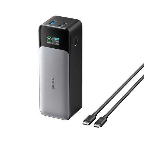 Anker Power Bank Ricarica Rapida – 737 (PowerCore 24K), batteria esterna da 24000 mAh con 3 porte, potenza 140 W, display digitale, compatibile con iPhone 15/14, Samsung, MacBook, Dell, e altro ancora