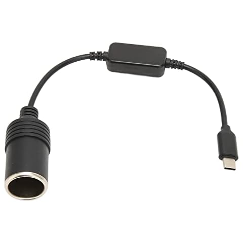 Bewinner 1Ft/30cm USB C to Car Cigarette Lighter Adapter Cable, 5V USB C Male 12V Car Cigarette Lighter Socket Female Cable Converter, for Driving Recorder,Automotive Electronic Equipment Cover