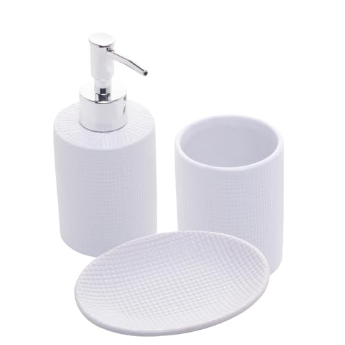 Conjunto 3 Peças para Banheiro de Cerâmica Lille Branco - Lyor