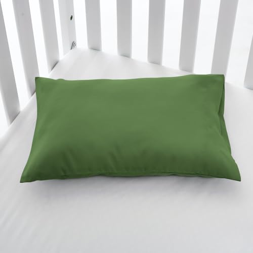 Image of EXQ Home Toddler Pillowcases 13x18 Travel Pillow Case Set of 2, Small Pillow Case Fits Baby Pillow Sized 12x16, 13x18, Kids Pillowcases 2 Pack Machine Washable with Envelope Closure (Dark Green)