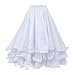 BellyLady Belly Dance Skirt Halloween Tribal Chiffon Tiered Maxi Full Skirt-White