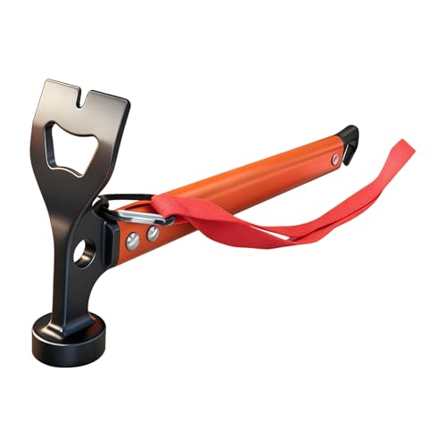 Martillo de Camping de Aluminio, Martillo 3 en 1 para Estacas de Tienda con Extractor y Abrebotellas 12" Multiherramienta Ligera para Camping, Senderismo y Mochilero (Naranja) miniatura 1