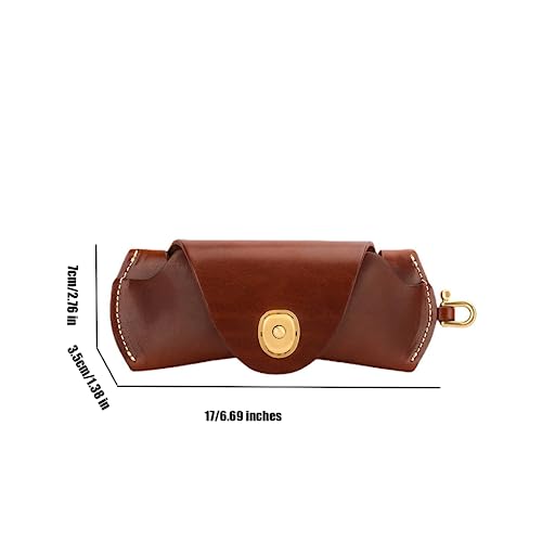 Image of Vintage Glasses Case Unisex Style, Leather Eyeglass Case Simple and Portable Eye Glasses Case Lanyard