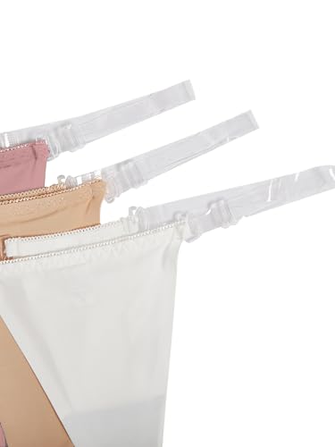 Image of GORGLITTER Women's G String Thongs Sexy 3 Pack No Show Invisible Clear Strap Underwear Low Rise Panties