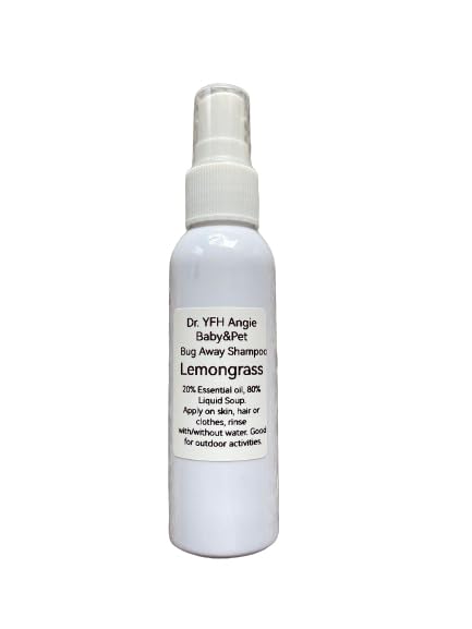 Dr. YFH Angie Lemongrass Shower Essence - Keep Refreshing Smell and Bugs Away at All Outdoor Activities - 60mL (2FL OZ) No-Alcohol, No-DEET, White