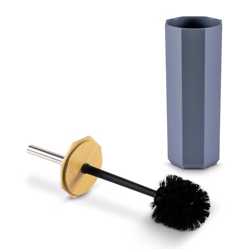 Image of Freelance Portofino ABS Toilet Cleaning Brush with Holder Stand - Charcoal Grey - Hygienic Commode /Toilet Brush Cleaner Set - Compact Stand, Ideal for Cleaning Bathroom Pot /Bowl /WC - Holder Included