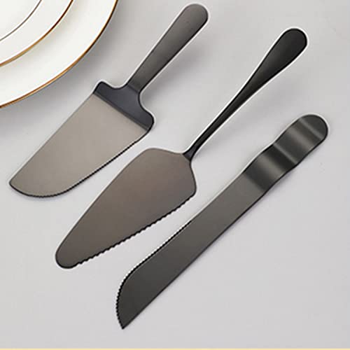Payutou,Juego de 3 servidores de pastel de acero inoxidable, servidor de postres profesional para pastel de queso, pizza para tartas, espátula para servir tartas, apto para lavavajillas (negro) Cover