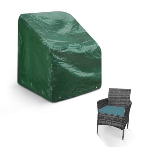 KEPLIN Garden Chair Cover – Outdoor Patio Chair Waterproof Cover for Storage – Heavy Duty, All Weather Green Polyethylene Furniture Cover with UV Protection 107 × 68 × 61cm