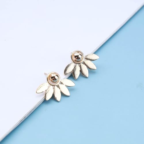 Allereyae EH-A73 Vintage Lotus Ear Jacket Earrings Gold Lotus Jacket Earrings Lotus Ear Climber Earrings Front Back Earrings Jewelry thumb #6
