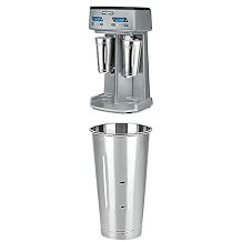 Bundle of Waring Commercial WDM240TX Heavy-Duty Double Spindle Drink Mixer + 2 Waring Commercial Stainless Steel Malt Milkshake Mixing Cup, 28 Ounces,Silver