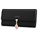 Price comparison product image Jocose Moose Ladies Purse, Women's Wallet with Multiple Card Slots, PU Leather Long Wallet with Leaf Pendant Card Holders Phone Pocket Zipper Coin Purse (Black)