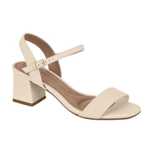 Sandália Feminina Beira Rio – Fivela, Salto Bloco, Conforto, Leve e Uso Diário – Moderna e Elegante (Creme, BR, Adulto, Numérico, 34)