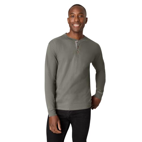 Hanes mens Beefy Long Sleeve Three-button Henley Shirt, Pebblestone Crossdye, 3X-Large US