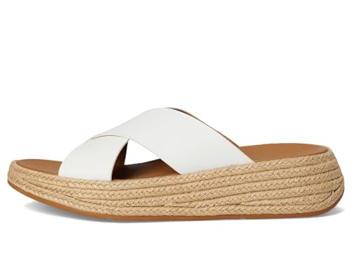 Image of FitFlop womens F-mode Espadrille Leather Flatform Cross Slides