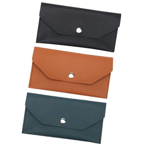 ABOOFAN Cartera de PU para Hombre Botón Metálico, Monedero Tarjetero Cómodo y Resistente, Pack de 3 Piezas Adecuado para Oficina y Fiestas