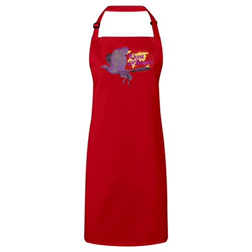 Tablier cuisine rouge idée cadeau humour avec illustration oiseau vintage