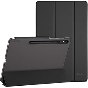 ProCase Slim Lightweight Case for Galaxy Tab S8/S7 11 inch - Translucent Frosted Back - Black