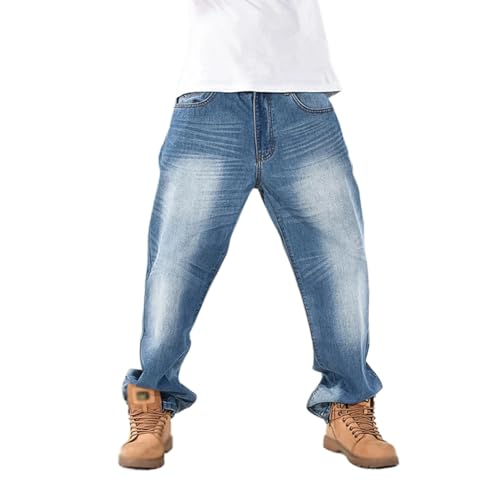 XYGJZ Men's Baggy Jeans Y2k Straight Leg Oversized Skateboard Denim Pants Streetwear Dance Jeans