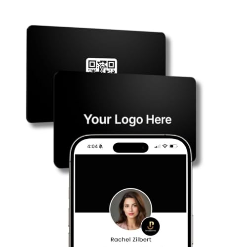 Customizable Metal Digital Business Card for Networking - NFC Digital Business Card with QR Code - Tap to Share Technology - No App or Subscription Required (Black)