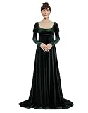 miccostumes Women's Medieval Renaissance Dress Queen Princess Cosplay Costume Empire Style Green Velvet Dress Low Neckline (L)