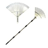 Verstellbar Teleskop-Laubrechen-Set, verstellbarer Laubrechen, Rasenrechen für Gärtner, Gartenstrauchrechen zum Sammeln von losem Schmutz in Rasen und Höfen