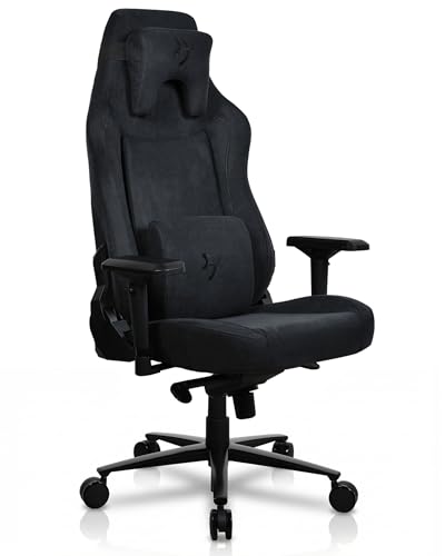 Arozzi Vernazza XL Supersoft™ - Sedia da gioco o ufficio in tessuto resistente, cuscino lombare e collo in memory foam, portata: 170 kg, schienale bloccabile - (Pure Black)