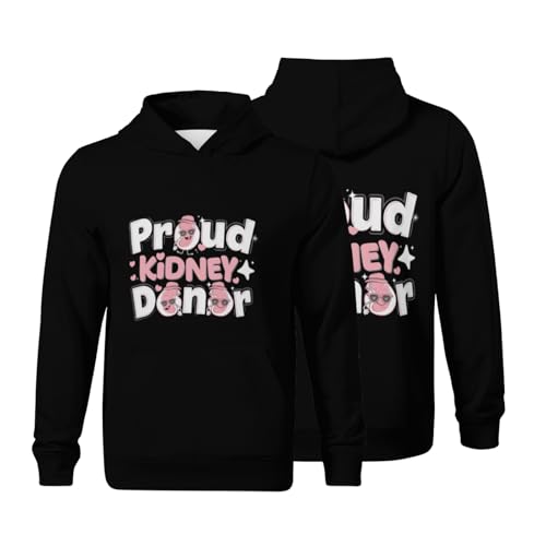 Kids Proud Kidney Donor Kidney Disease Awareness Boys Girls Lightweight Kangaroo Pocket Fleece Hoodies
