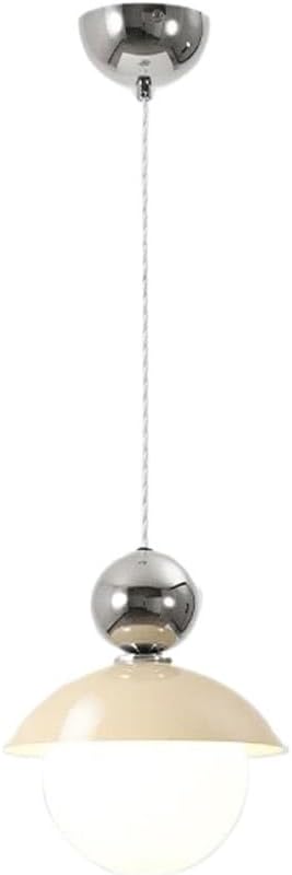 Modern Cream Kitchen Island Lights Nordic Globe Glass Bedroom Bedside Hanging Lamp Fixture Adjustable Cord Chandeliers(Chrome+White)/Chrome+Cream Yellow