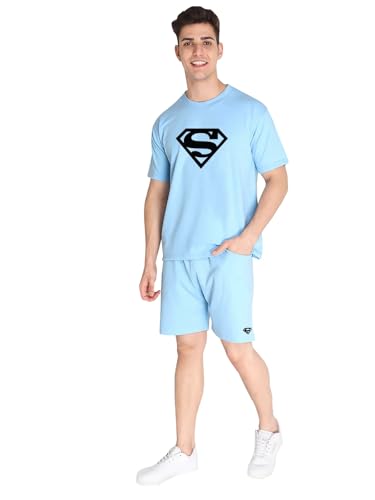 Image of Vogaan Men's T-Shirt and Shorts Set | Pyjama Set for Men | Co-ord Set | Cotton Printed Top & Shorts Night Suits Set