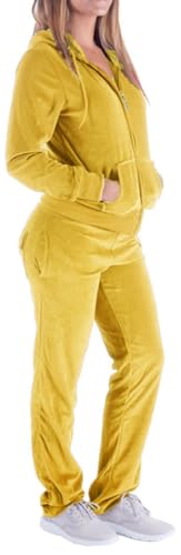 Image of LeeHanTon Womens Jogging Suits Sets Running Velour Outfit Zipper Warm Up 2 Pieces Hoodie and Pant Tracksuit