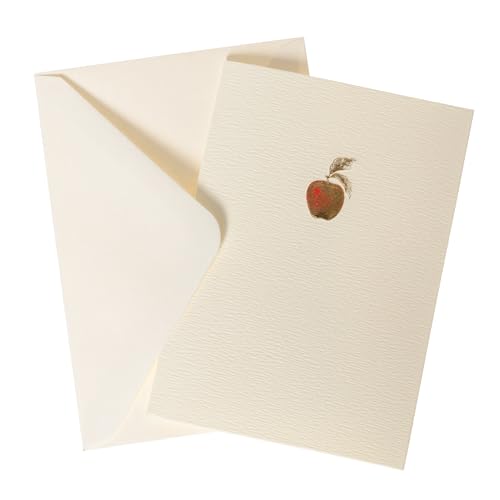 Image of Graphique Apple Cards, Pack of 10 Cards with Envelopes, All Occasion Greetings, Blank Inside, Gold Foil Embossing, La Petite Press Collection Boxed Set, 3.25 inch x 4.75 inch