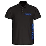  VIMAVERTRIEB® Herren Poloshirt Italien - Brust & Seite - Druck: blau - Männer Polo Shirt Fußball Fanartikel Fanshop - Größe: M schwarz