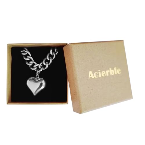 Stainless Steel Statement Chunky Big Puffy Heart Charms Bracelet for Women Thick Statement Chain Link Bracelets for Lover4