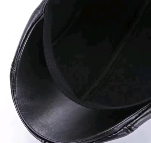Boina Italiana Masculina Lisa Boina Estilo Inverno Boné Touca Couro Ecológico (BR, Numérico, 5 7/8,
