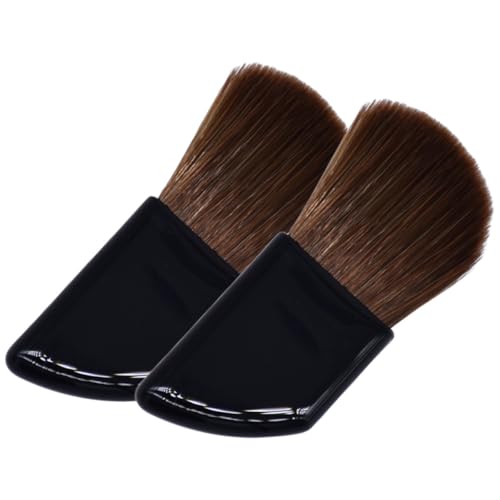 IMUSINICE Juego de 2 Pinceles de Maquillaje para Base y Polvo, Mango Inclinado de Caucho Cerdas de Pelo de Caballo, Tamaño Mini Portátil para Maquillaje de Viaje y Rostro