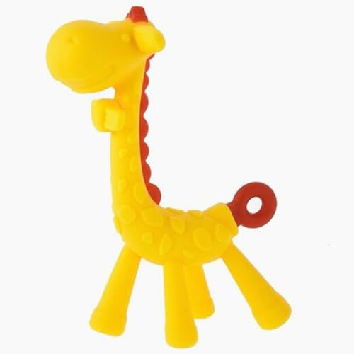 Image of Giraffe Soft Silicone Teether for Baby Gums, Teething Toys for Babies, BPA Free, Pain-Relief, Non-Toxic, 100% Food Grade, Soothing & Smooth Edges Easy to Grasp Chewable - Yellow (Pack of 1)