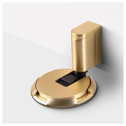 Yagman 2 Pack Windproof Door Stoppers Adjustable Bottom of Door Holder No Drilling Heavy Duty Mechanical Floor Door Stop with Screws and Adhesive Brushed Gold 87006-BG-2
